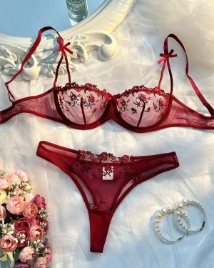 Seduluxe 2 piezas/Conjunto de lencerÃa roja romántica, linda y sexy