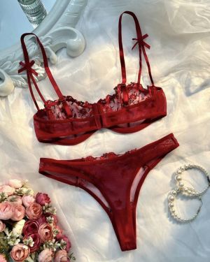 Seduluxe 2 piezas/Conjunto de lencerÃa roja romántica, linda y sexy