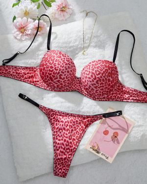 Set de 2 de mujer acolchados con alambre interior y estampado de leopardo