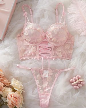 Set de 2 piezas de lencerÃa con sujetador rosa