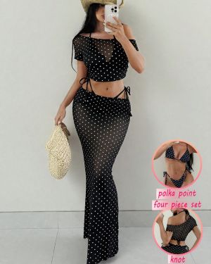 Conjunto de 4 piezas Traje de Baño Lunares